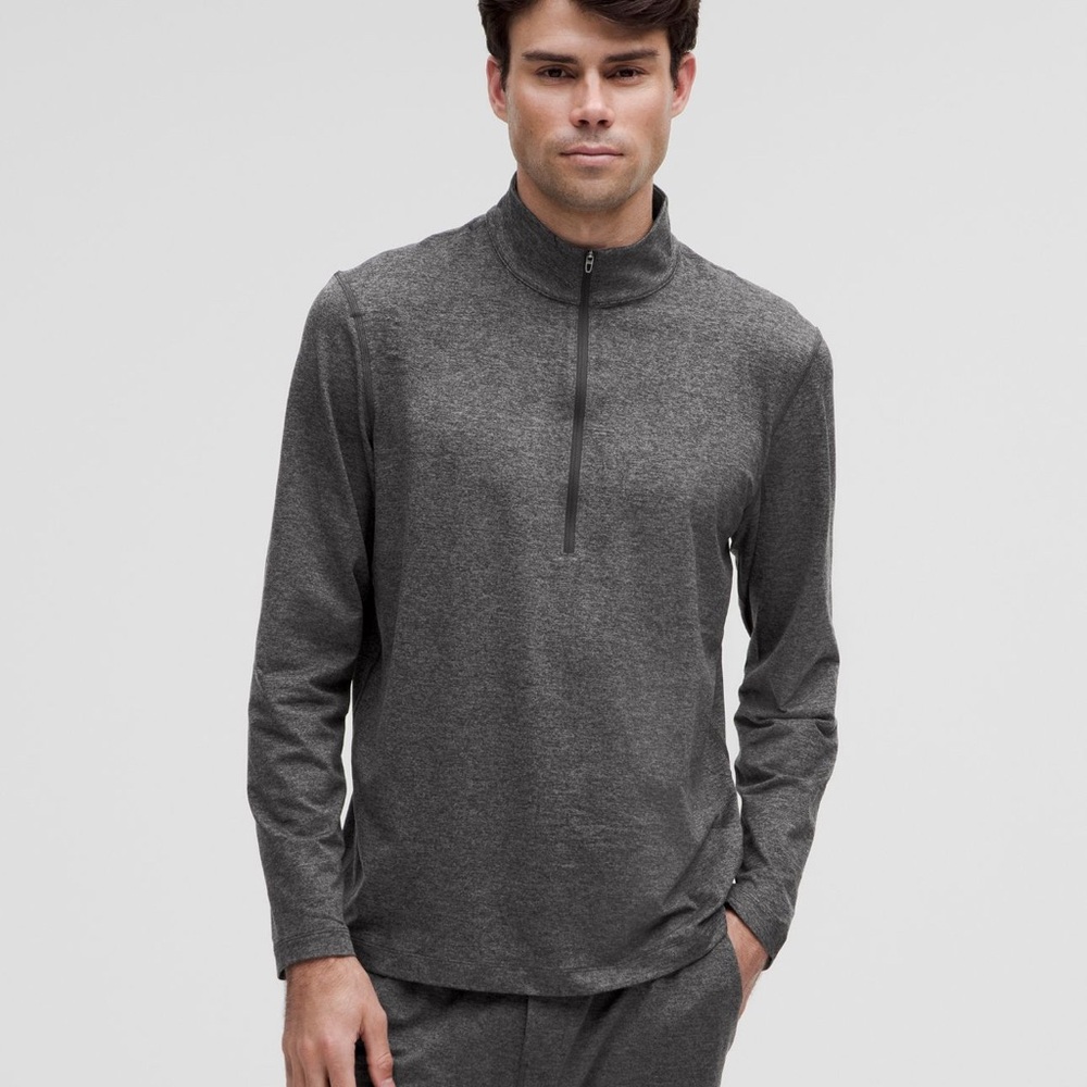 Heathered Black/Heathered Graphite Grey - Soft Jersey Half Zip
